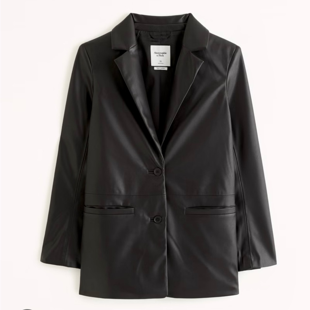 𝚂𝙾𝙻𝙳 Abercrombie & Fitch vegan leather black blazer jacket